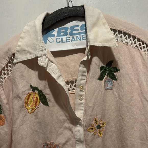 SIGNIFICANT OTHER linen cotton embroidered button down top - Picture 9 of 12
